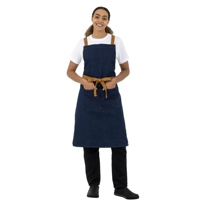 Whites Southside X-Cross Back Apron Blue Denim
