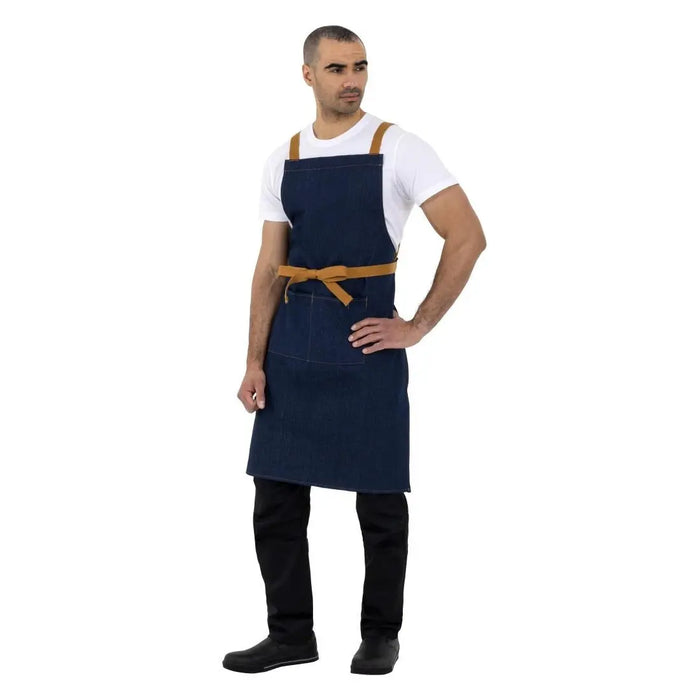 Whites Southside X-Cross Back Apron Blue Denim