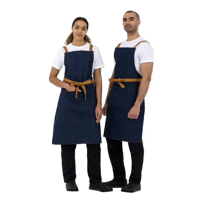 Whites Southside X-Cross Back Apron Blue Denim