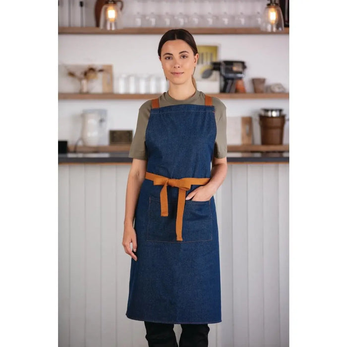 Whites Southside X-Cross Back Apron Blue Denim
