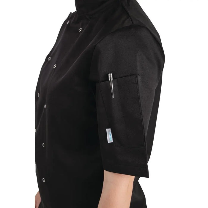 Whites Vegas Unisex Chef Jacket Short Sleeve Black  Chef Jackets and Shirts