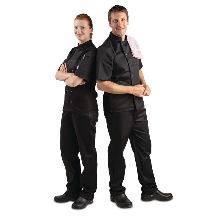 Whites Vegas Unisex Chef Jacket Short Sleeve Black  Chef Jackets and Shirts