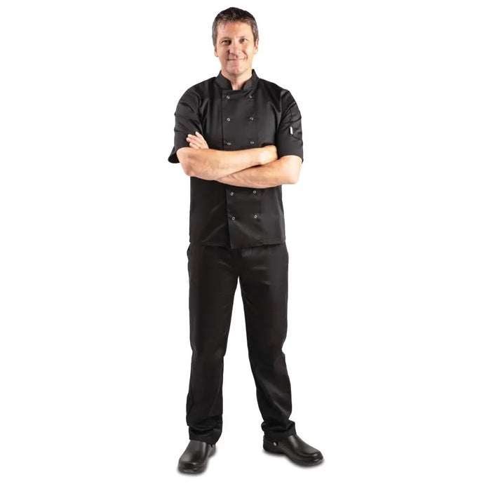 Whites Vegas Unisex Chef Jacket Short Sleeve Black  Chef Jackets and Shirts