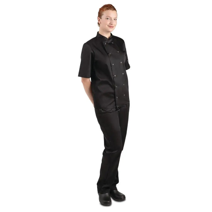 Whites Vegas Unisex Chef Jacket Short Sleeve Black  Chef Jackets and Shirts