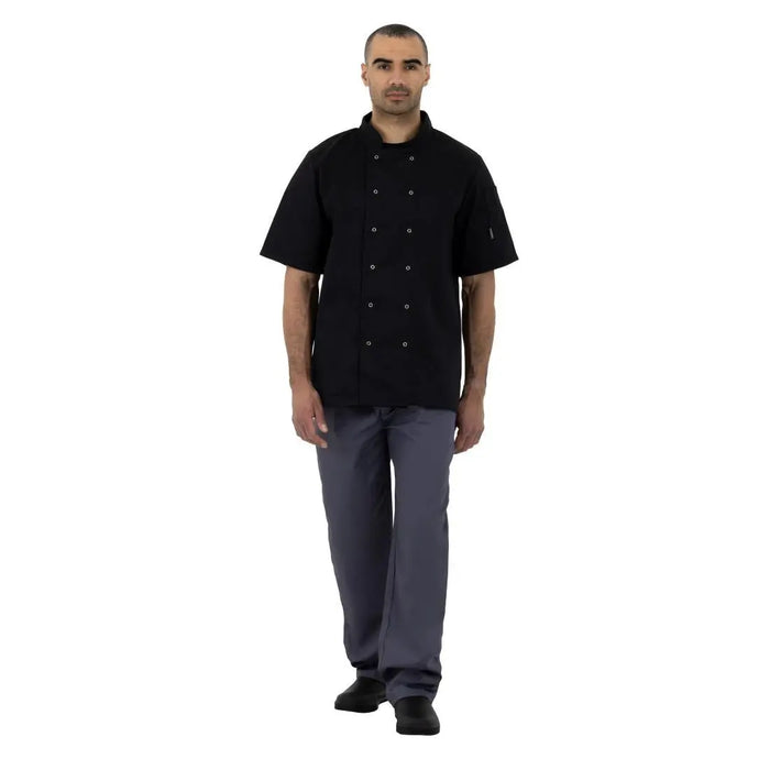 Whites Vegas Unisex Chef Jacket Short Sleeve Black