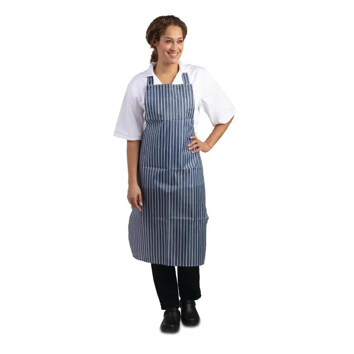Whites Waterproof Bib Apron Blue Stripe  Aprons