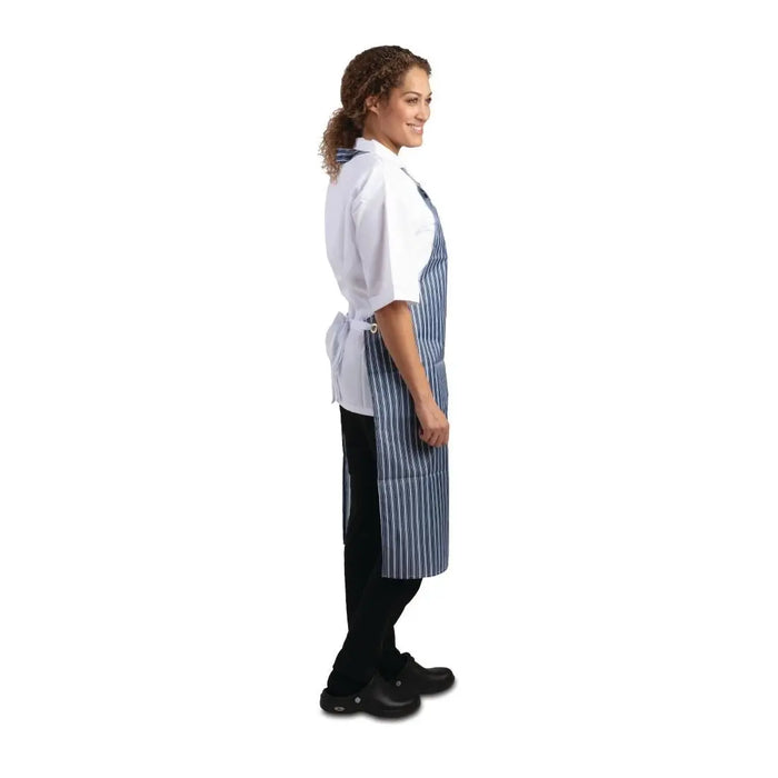 Whites Waterproof Bib Apron Blue Stripe  Aprons