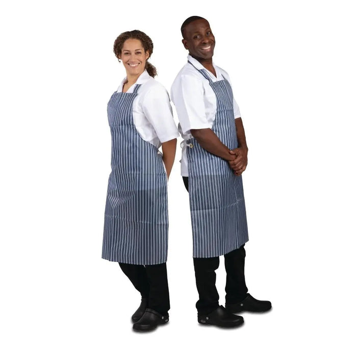 Whites Waterproof Bib Apron Blue Stripe  Aprons