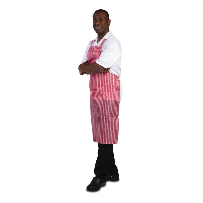 Whites Waterproof Bib Apron Red Stripe  Aprons