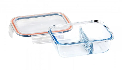 Wiltshire Rectangle Glass Container with 2 Dividers 600ml  Meal Storage