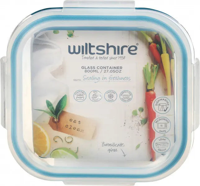 Wiltshire Square Glass Container 800ml  Meal Storage