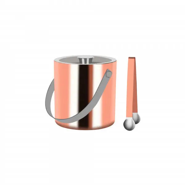 Zanzi Double Wall Ice Bucket with Tongs Rose Gold  Ice Buckets