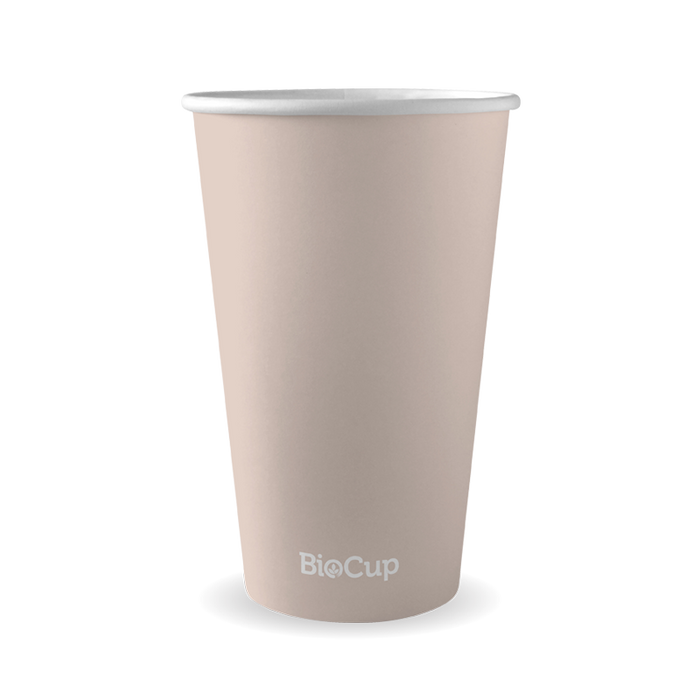 BioPak Stone Aqueous Single Wall Hot BioCups – 510ml - 16oz – 90mm rim
