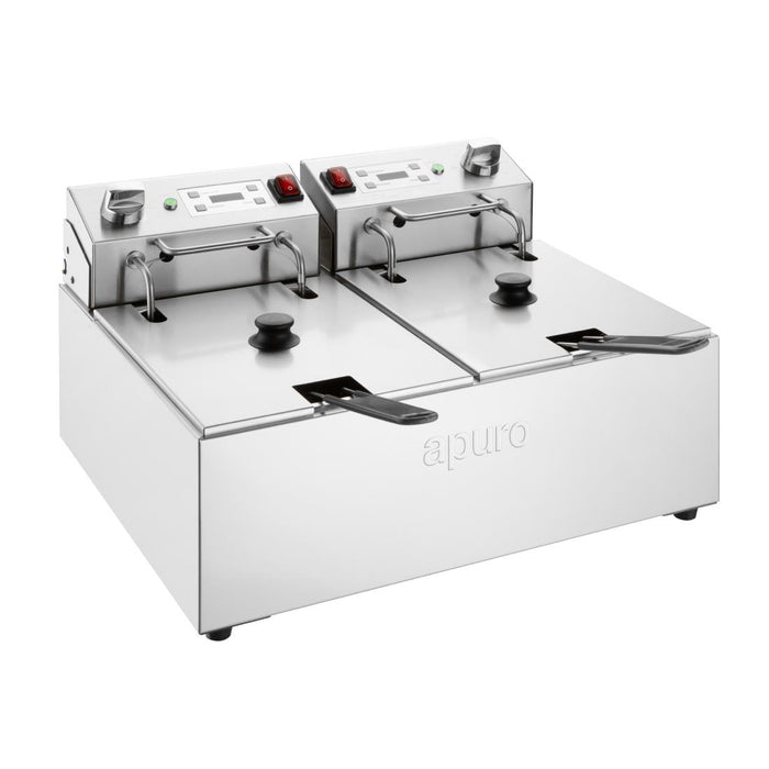 Apuro Double Electric Fryer with Timer 2x5Ltr - CU624-A - Simply Hospitality NZ