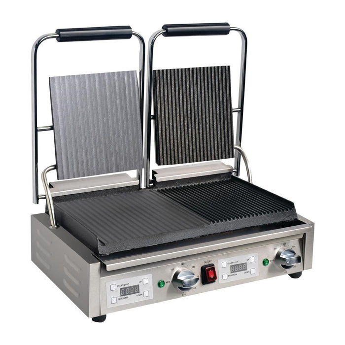 Apuro Double Half Ribbed Contact Grill - FC386-A - Simply Hospitality NZ