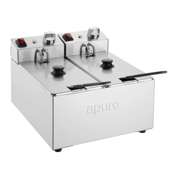 Apuro Twin Tank Fryer - 2x3Ltr - 2x2kW - CU615-A - Simply Hospitality NZ