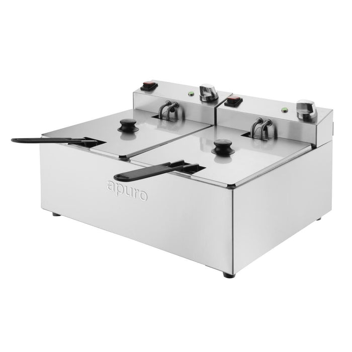 Apuro Twin Tank Fryer 2x5Ltr - CU619-A - Simply Hospitality NZ