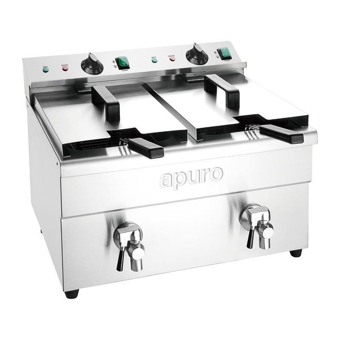 Apuro Twin Tank Induction Fryer - 2x7.5Ltr - 2x3kW - CT012-A - Simply Hospitality NZ