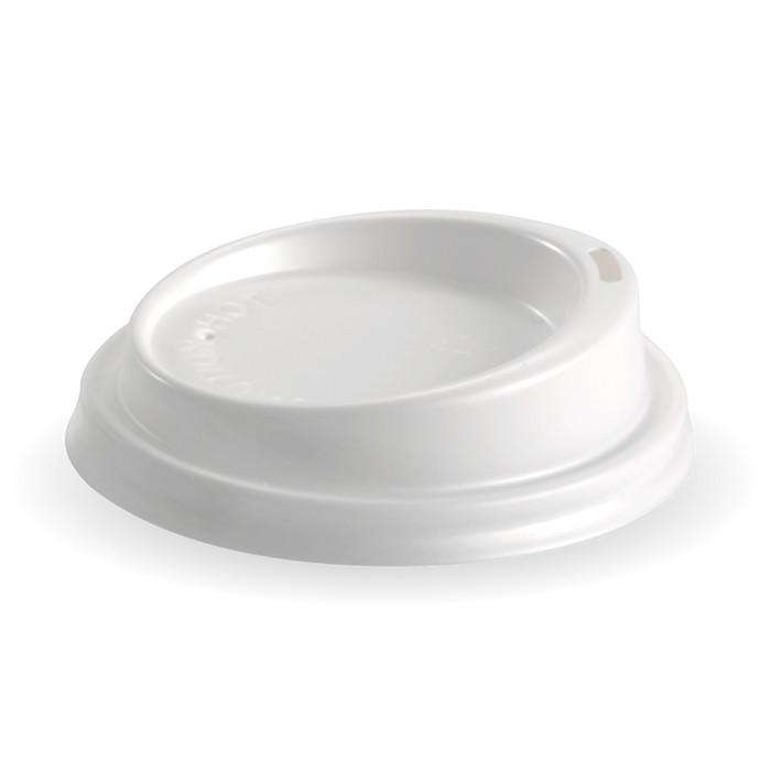 BioPak PS Hot Cup Lids – 80mm – Standard – White