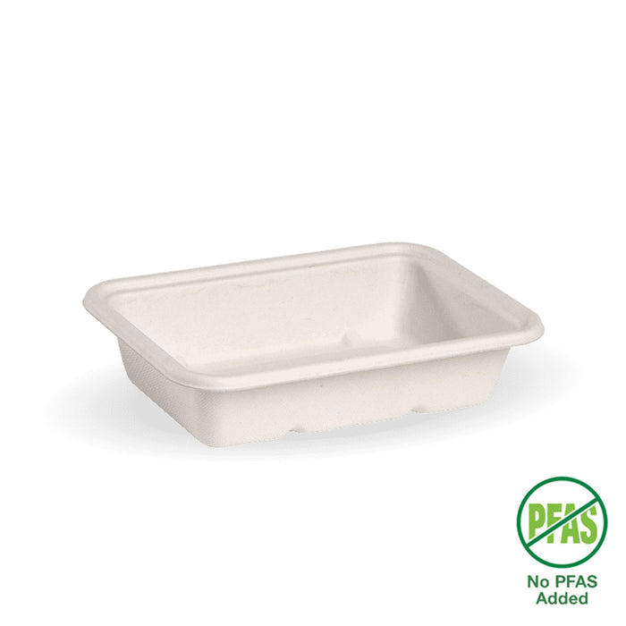 BioPak BioCane Rectangular Container Bases – 500ml White Plant Fibre Takeaway Base – carton of 500