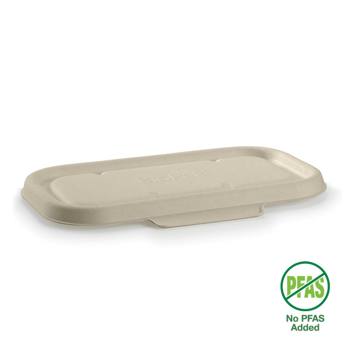 BioPak BioCane Rectangular Container Lids – 750 & 1,000ml Natural Plant Fibre Takeaway Lid – carton of 500