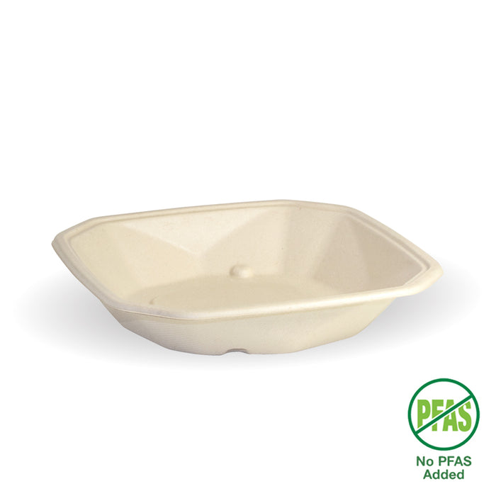 BioPak BioCane Square Container Bases – 500ml Natural Plant Fibre Octa Takeaway Base – carton of 400