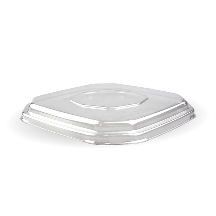 BioPak BioCane Square Container Lids – 500 & 750ml Clear RPET Octa Takeaway Lid – carton of 400