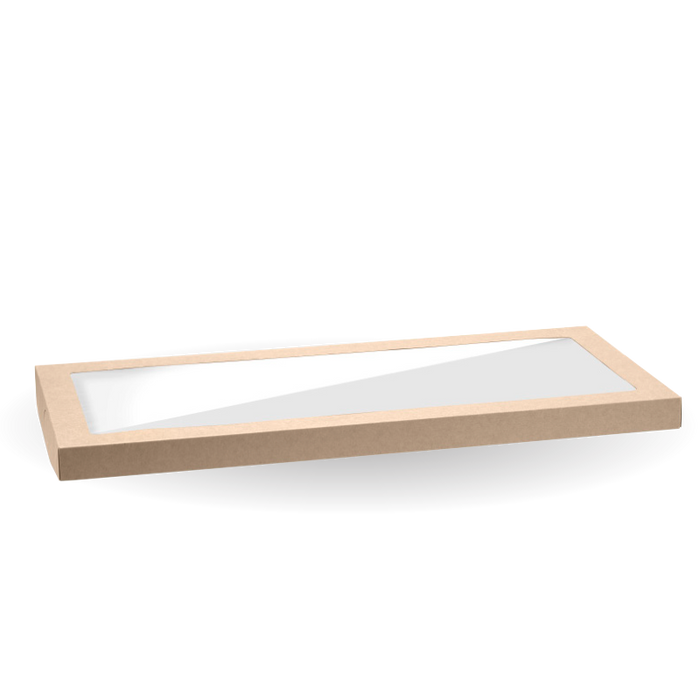 BioPak BioBoard Catering Window Lids – Large BioBoard Catering Tray PLA Window Lid – carton of 50