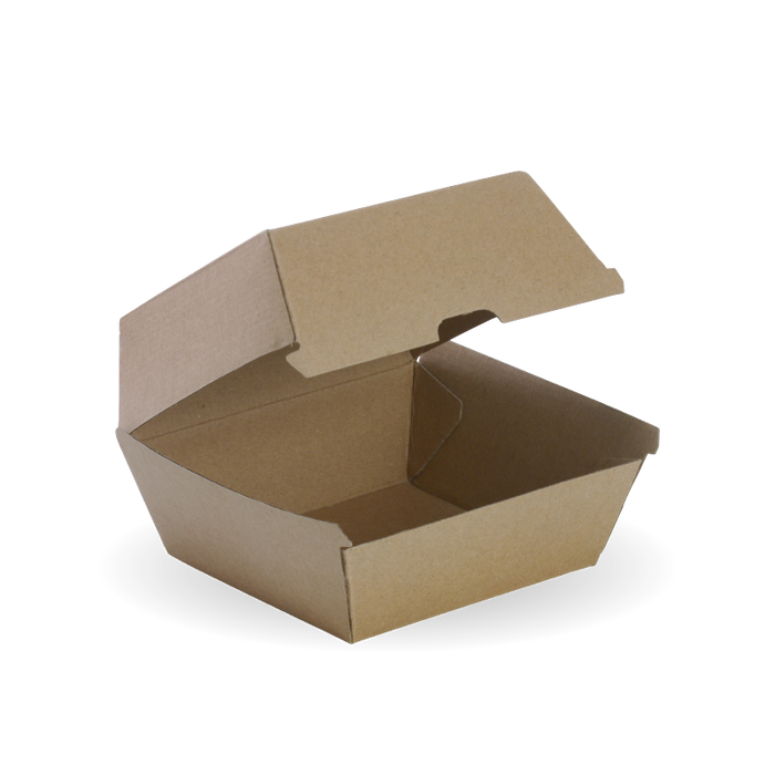 BioPak BioBoard Fluted Clamshell Boxes – Large Burger BioBoard Box – carton of 150