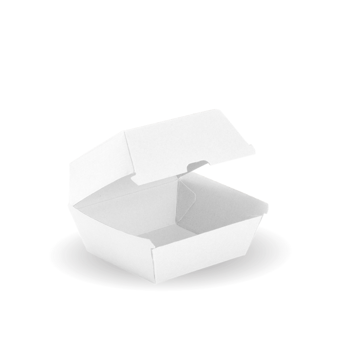 BioPak BioBoard Fluted Clamshell Boxes – Burger BioBoard White Box – carton of 250