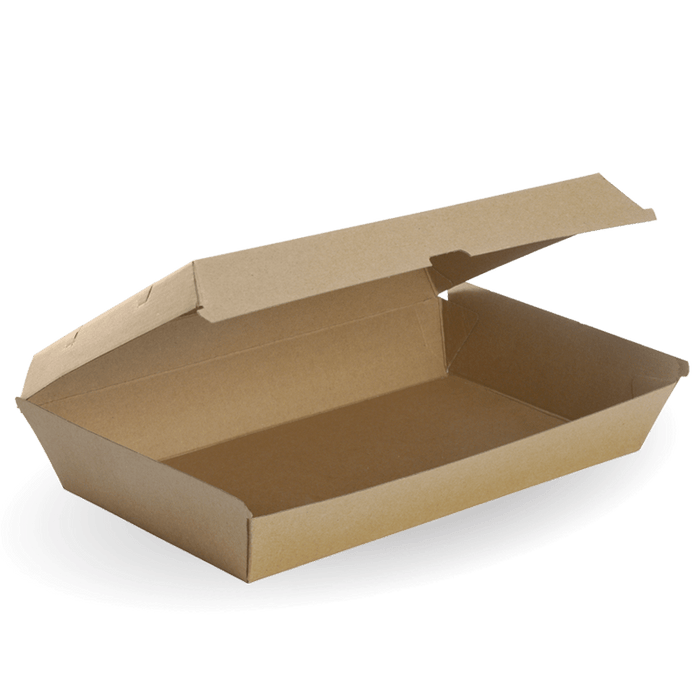 BioPak BioBoard Fluted Clamshell Boxes – Family BioBoard Box – carton of 100