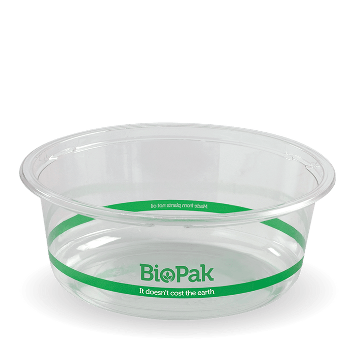 BioPak Clear PLA Bowls – 600ml Clear Wide BioBowl – carton of 600