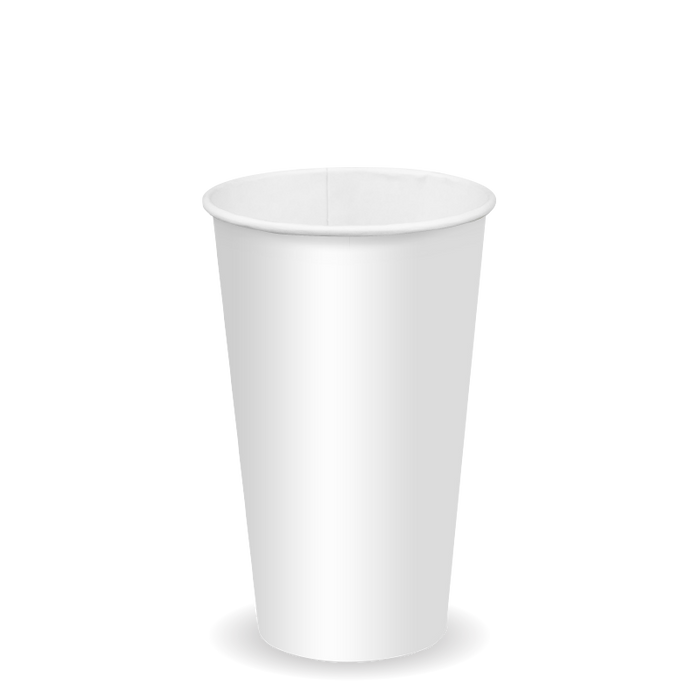 BioPak White Paper Cold BioCups – 500ml - 16oz (90mm) cold paper cup – white – carton of 1,000