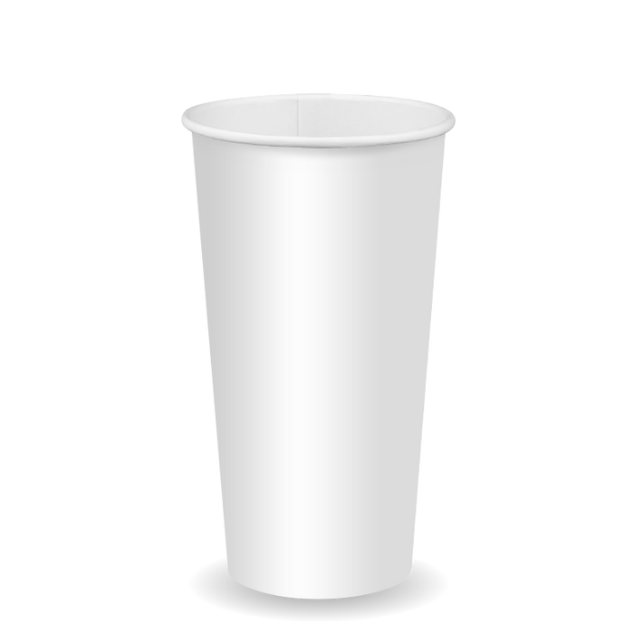 BioPak White Paper Cold BioCups – 600ml - 20oz (90mm) cold paper cup – white – carton of 1,000