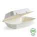 BioPak BioCane Clamshells – 23x15x8cm - 9x6x3" White Plant Fibre Clamshell – carton of 250