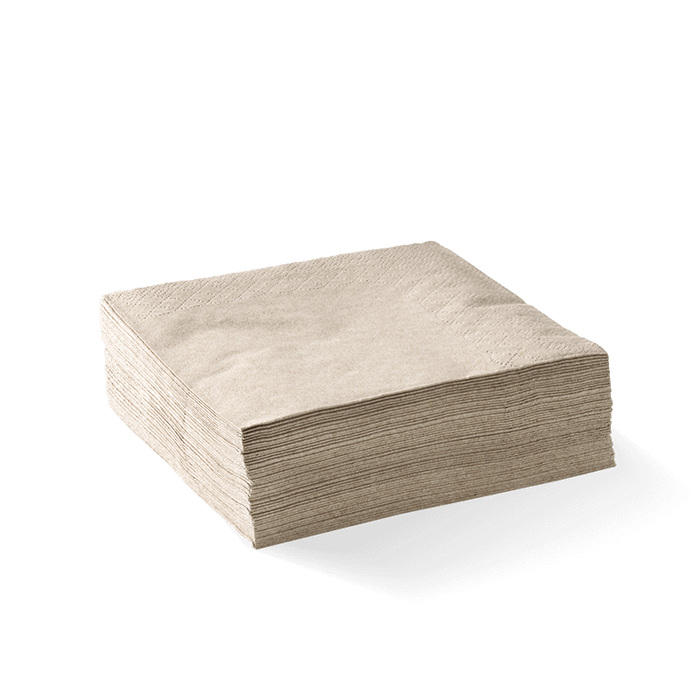 BioPak Cocktail Napkins – 2-Ply Natural Corner Embossed Cocktail BioNapkin – carton of 2,000