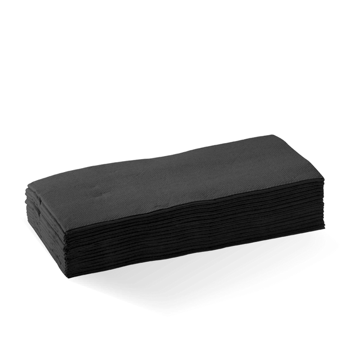 BioPak Dinner Napkins – 2-Ply 1/8 Fold Black BioNapkin – carton of 1,000