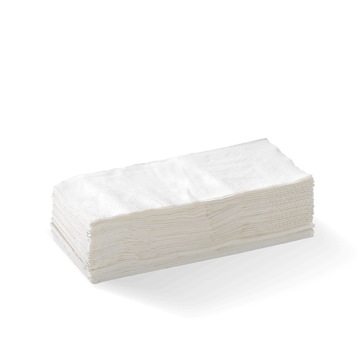 BioPak Lunch Napkins – 1-Ply 1/8 Fold White Lunch BioNapkin – carton of 3,000