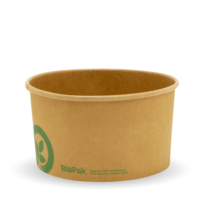 BioPak BioBoard Paper Salad Bowls – 1,000ml Large Kraft BioBowl – carton of 400