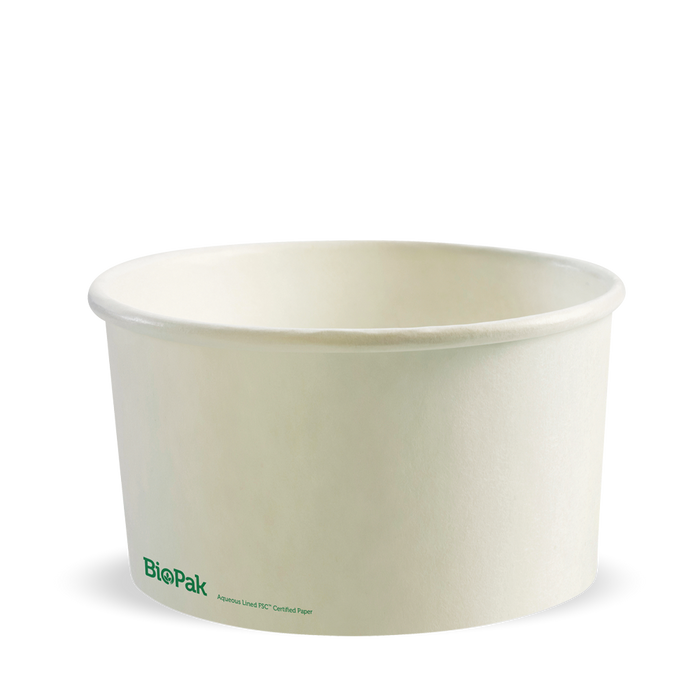 BioPak BioBoard Paper Salad Bowls – 1,000ml Large White BioBowl – carton of 400