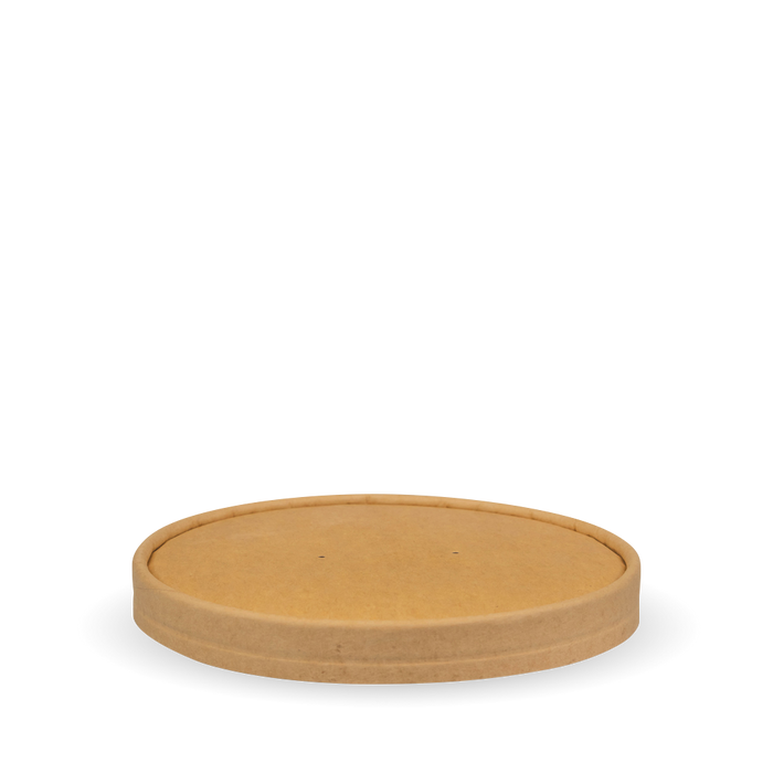 BioPak BioBoard Paper Salad Bowl Lids – 500-1,000ml Paper Kraft BioBowl Lid – carton of 400