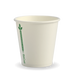 BioPak White Green Line Single Wall Hot BioCups – 230ml - 6oz – 80mm rim – carton of 1,000