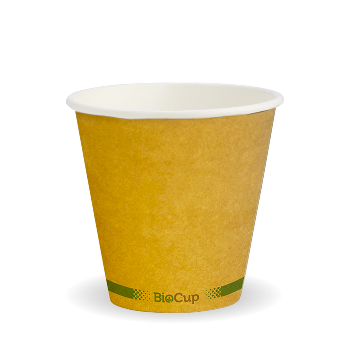 BioPak Kraft Green Stripe Single Wall Hot BioCups – 280ml - 8oz – 90mm rim – carton of 1,000