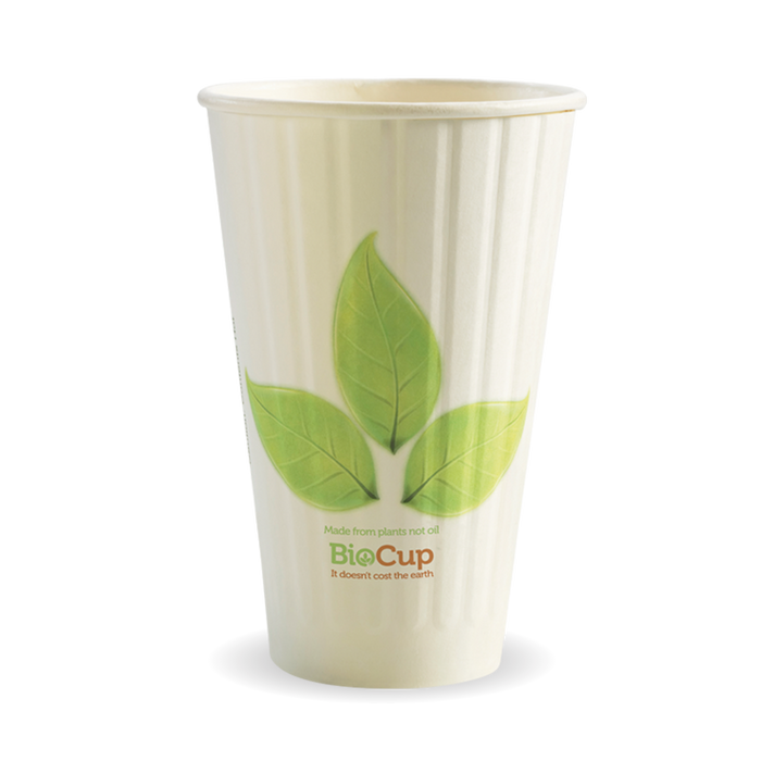 BioPak Leaf Double Wall Hot BioCups – 460ml - 16oz – 90mm rim – carton of 600