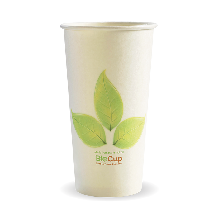 BioPak Leaf Single Wall Hot BioCups – 595ml - 20oz – 90mm rim – carton of 500