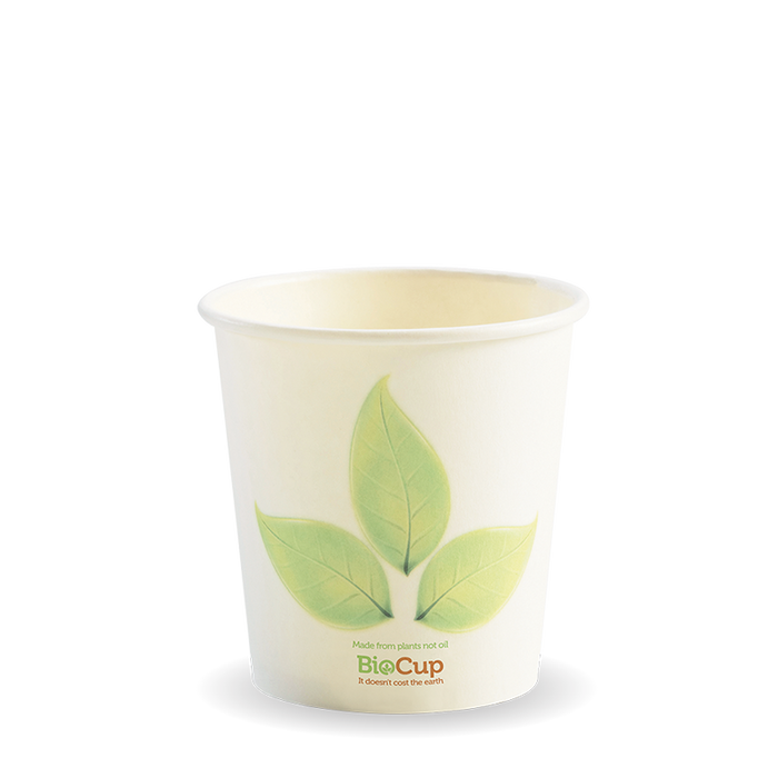 BioPak Leaf Single Wall Hot BioCups – 120ml - 4oz – 63mm rim – carton of 2,000