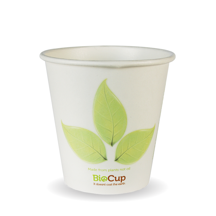 BioPak Leaf Single Wall Hot BioCups – 230ml - 6oz – 80mm rim – carton of 1,000