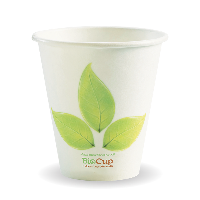 BioPak Leaf Single Wall Hot BioCups – 280ml - 8oz – 90mm rim – carton of 1,000