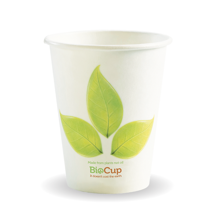 BioPak Leaf Single Wall Hot BioCups – 280ml - 8oz – 80mm rim – carton of 1,000