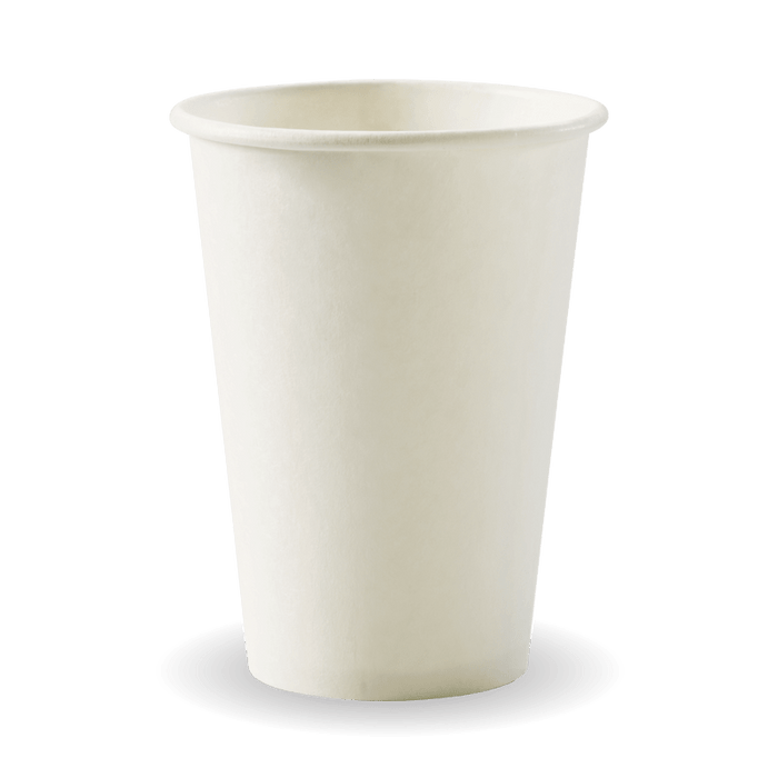 BioPak White Single Wall Hot BioCups – 320ml - 10oz – 80mm rim – carton of 1,000